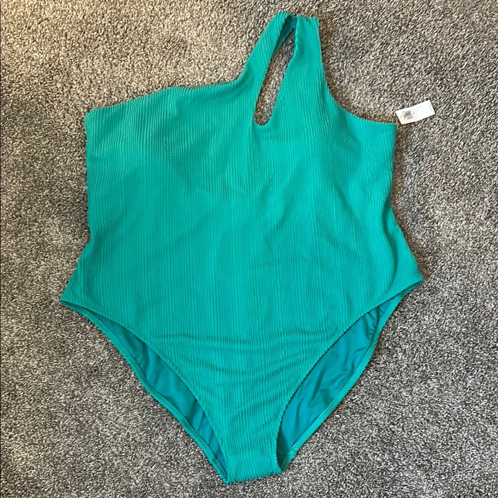 Green One Shoulder Old Navy Swimsuit